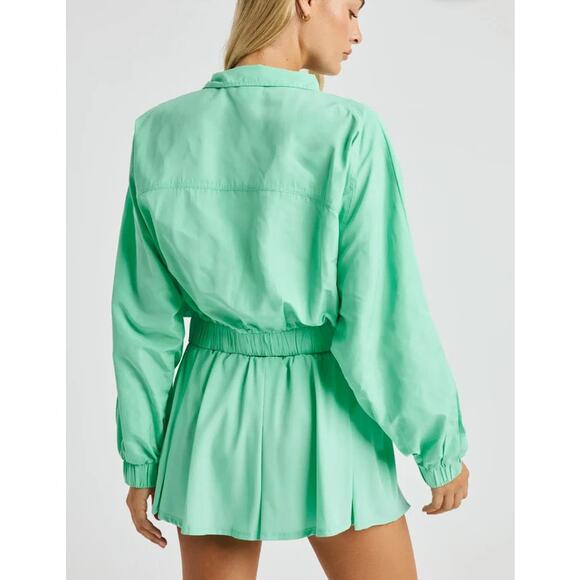 Year of Ours YOS Windbreaker Lucite Green Zip Crop Jacket S - Picture 6 of 14